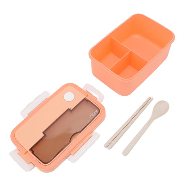 1500 ml matboks varmebestandig plast Bento-boks bærbare lunsjbeholdere med spisepinner skje for studenter rosa