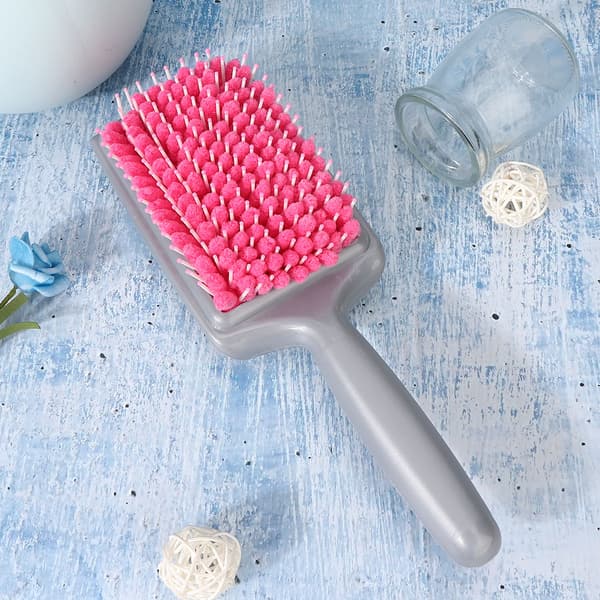 Antistatisk vattenabsorption luftkudde snabbtorkande hårhandduk kam massageborste (rosa)