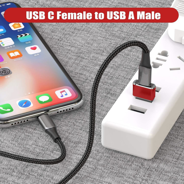 USB C -naaras- USB A -sovitin - 3 pakkaus, yhteensopiva Apple Watch 7 SE:n, iPhone 11/12/13 Pro Max/Minin, AirPod-laitteiden, iPad 10:n, Air 5:n kanssa