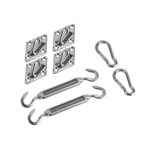8 stk./sæt Sølv Rustfrit Stål Solsejl Hardware Kit Installationstilbehør