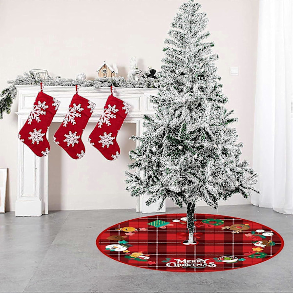 Julgransmatta, 90 cm röd och vit julgransmatta, julgransfot för jul, nyår, hemmafest