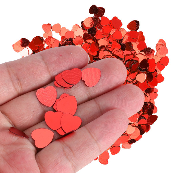 3000 st hjärtformade konfetti bröllop Alla hjärtans dag paljetter Strö del dekorationstillbehör (röd)