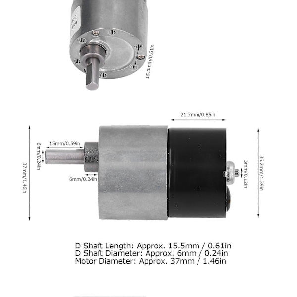 Växelmotor Hastighetsreducerande Borstlös D-axel Lågt Ljud CW CCW Rotation Växelmotor DC12V45RPM