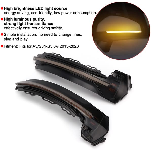 LED-siipipeilit, dynaamiset virtaavat vilkut, sopivat A3/S3/RS3 8V 2013-2020
