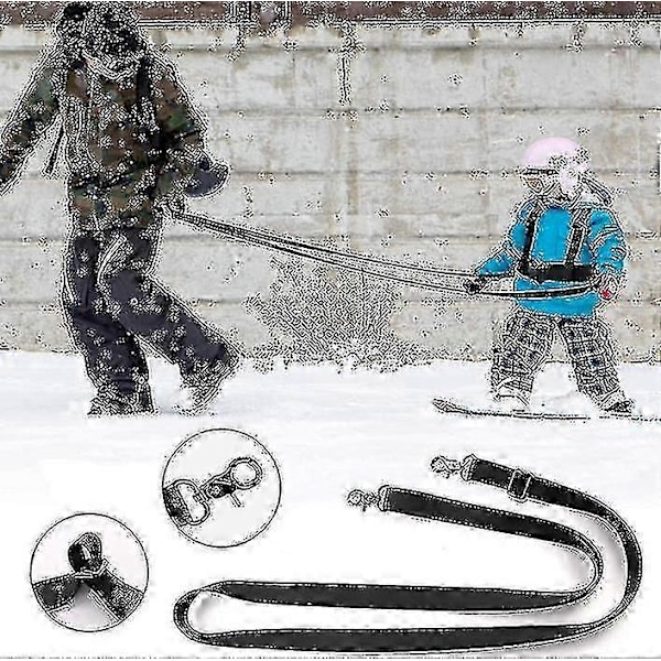Lasten hiihto- ja lumilautailuvaljaat irrotettavalla hihnalla, musta