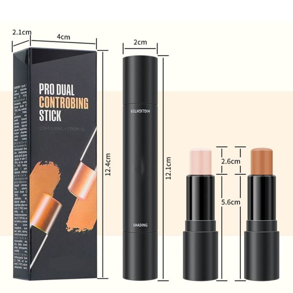 2 i 1 Highlighter Stick Shading Contour Stick för makeup