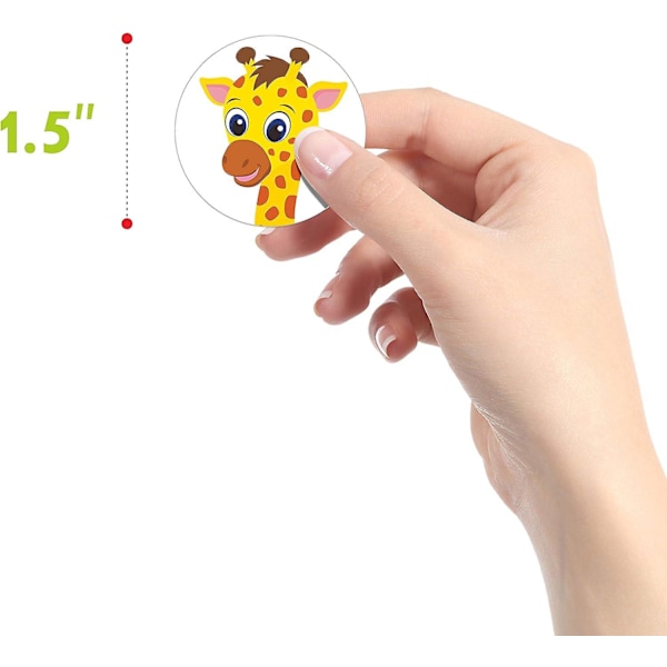Pyöreät maaeläintarrat, 8 mallia rei'itetyllä langalla lasten juhliin (halkaisija 2,5 cm)