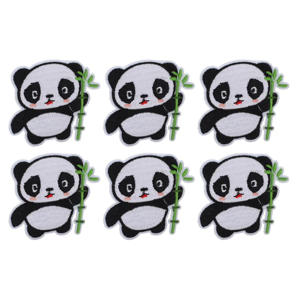 6 st Panda-lappar Panda-mönster DIY Sy-lappar Bomullskläder-lappar Anpassade lappar för ryggsäckar Kläder Väskor