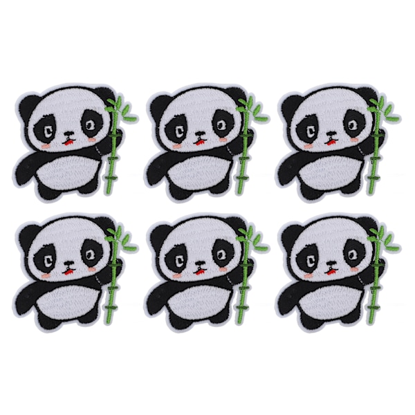 6PCS Panda-lapp Panda-mønster DIY sylapper Bomullsklær Lapper Tilpassede lapper for ryggsekker Klær Vesker