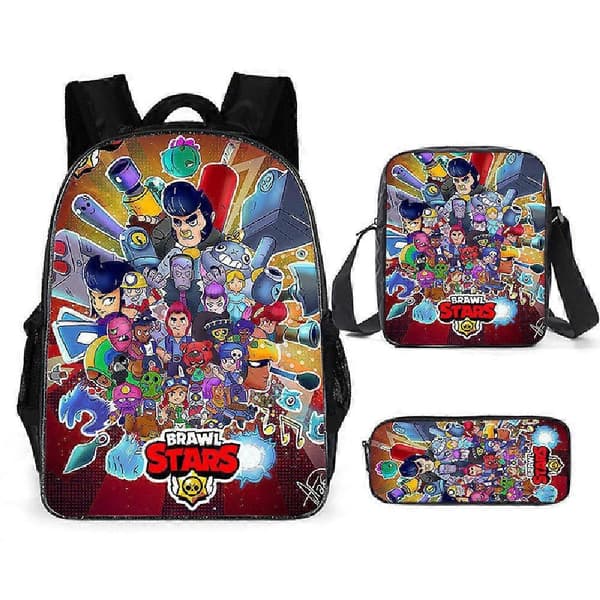 Brawl Stars Backpack 3-piece Set 17 Inch Gaming Backpack + Shoulder Bag + Pencil Case 13 13 3PCS