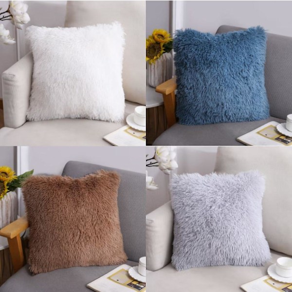 Soveværelse dekoration kunstig pels blød pude seng 4 stykker firkantet 40 * 40 cm