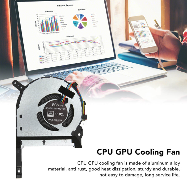 CPU GPU køleblæser 4 ben god varmeafledning Bærbar køleblæser til Asus TUF Gaming FX505DU til FX505DY til FX505DD CPU GPU blæser