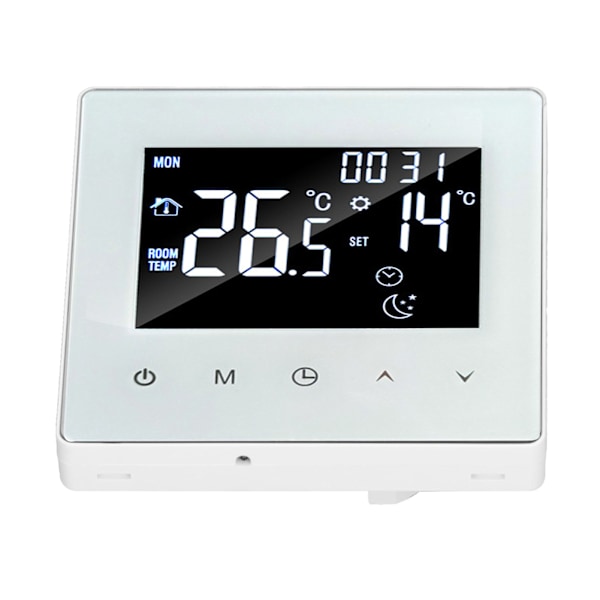 Digital termostatskjerm Programmerbar hjemmetermostat med 3 meter sensorledning for elektrisk gulvvarme Hjem Hotell Kontor AC90‑240V Hvit Med WiFi