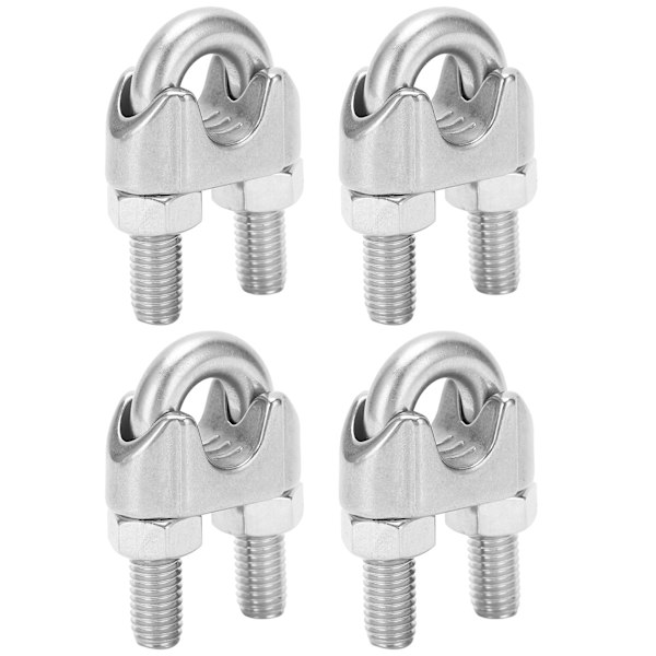 4 stk 9/16 tommer M14 rustfritt stål wire-tau Kabelklemme U-bolt salfeste