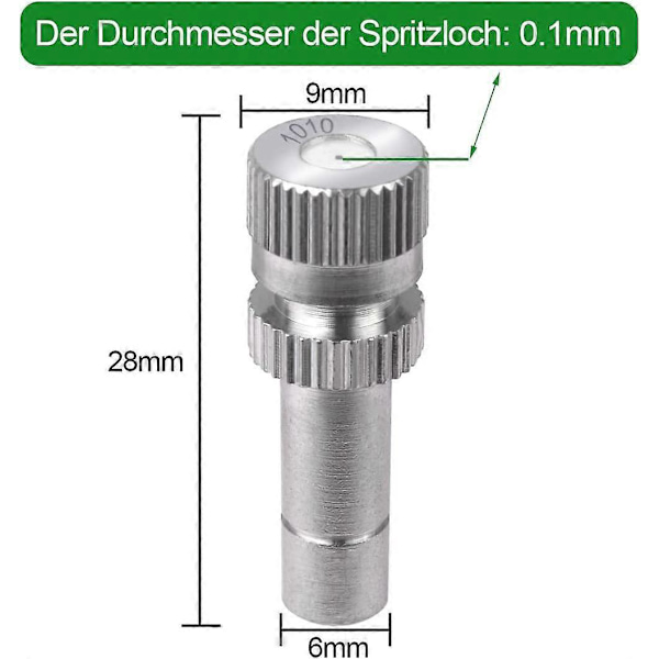 10 stk. (0,1 mm) Messing Lavtrykksdyse for Kjølesystem Dyser Fuktighetssprøyte