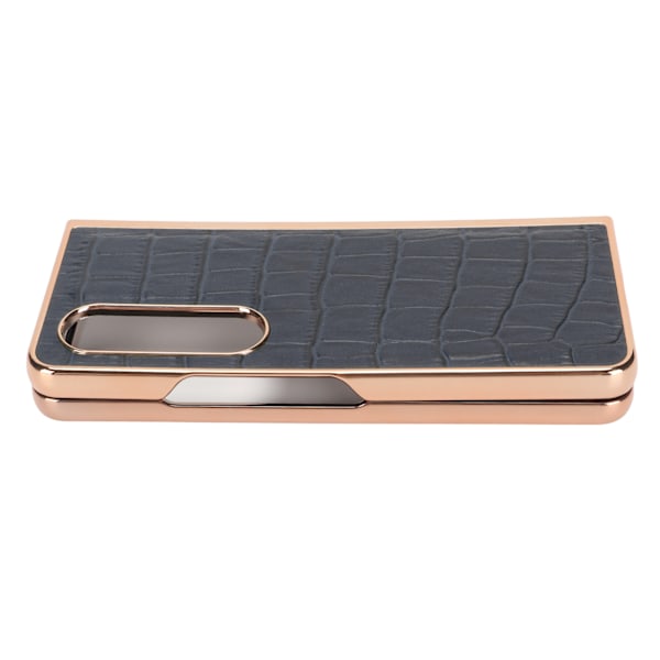 Fodral för Samsung Galaxy Z Fold 4 Nano Plating Krokodilskinnsmönster Äkta läder Repskydd Blå