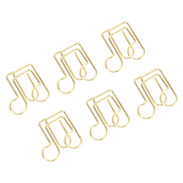 100 stk formede papirclips Forhindrer glidning Søde dekorative metal små papirclips til dokumentnotesbog Gylden musiknote