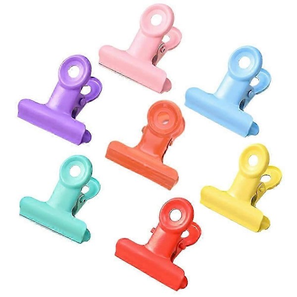 28 stycken 7 sorters färg Metall Gångjärnsklämma, Pärmklämmor, Små Bulldog-klämmor, för Matpåsar, Foton, Konst och Hantverk, Kontorsmaterial_SZXM