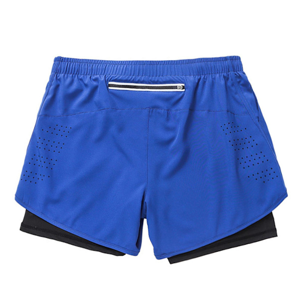 Herre Hurtigtørrende Dobbelt Lag Fitness Shorts M Blå