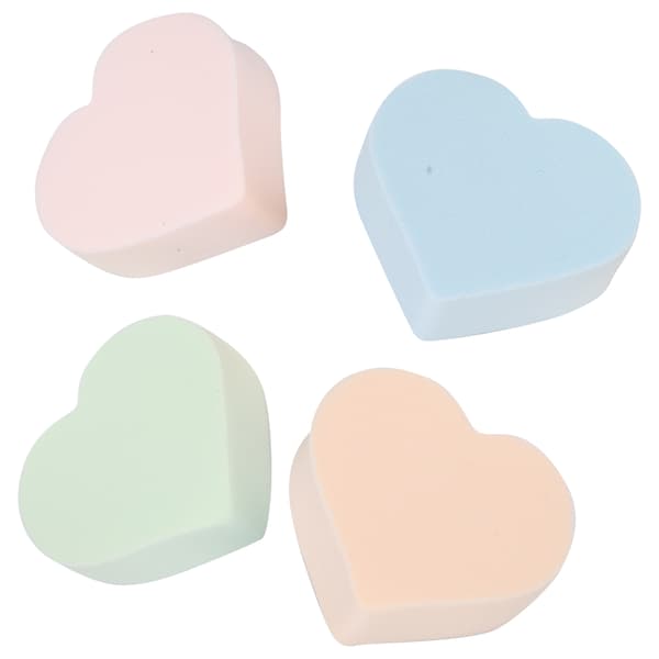 4 stk. Makeup Svamp Blød Hjerteform Våd Tør Brug Pudder Blush Foundation Blender Svamp