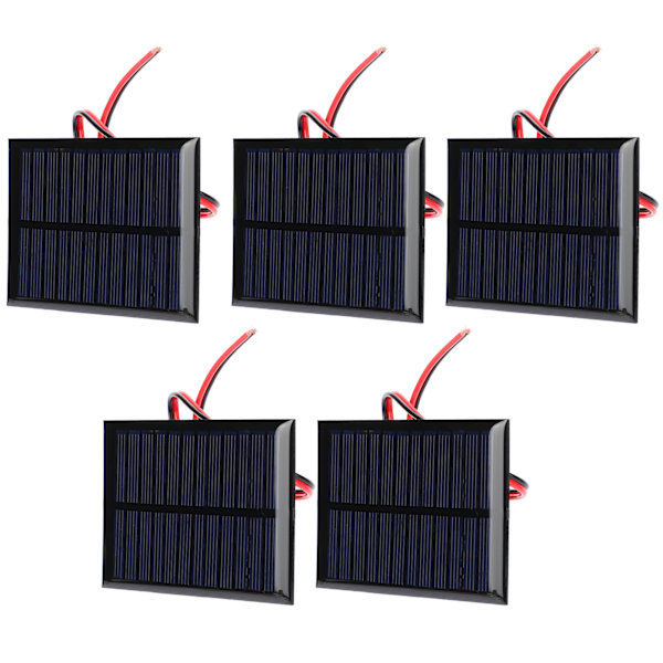 5 stk. Mini solpanel epoxy celleplade strømmodul 30 cm rød og sort ledning 6V0.6W