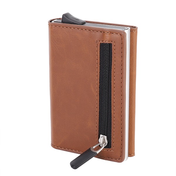 Aluminum Alloy Automatic Wallet RFID Blocking Waterproof Credit Card Holder Case Pocket(Apricot