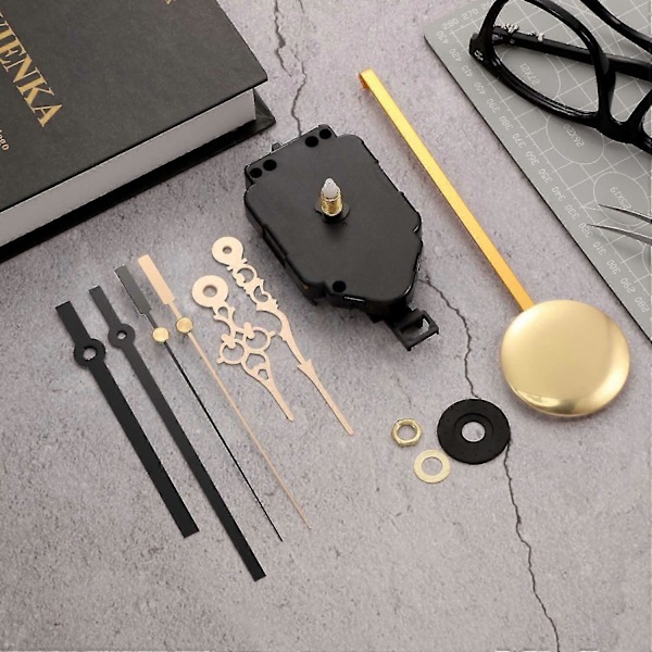 Quartz Pendelklocka Urverk DIY Kit med 2 Par Visare Pendel, DIY Mekanism Pendel Urverk Ersättning