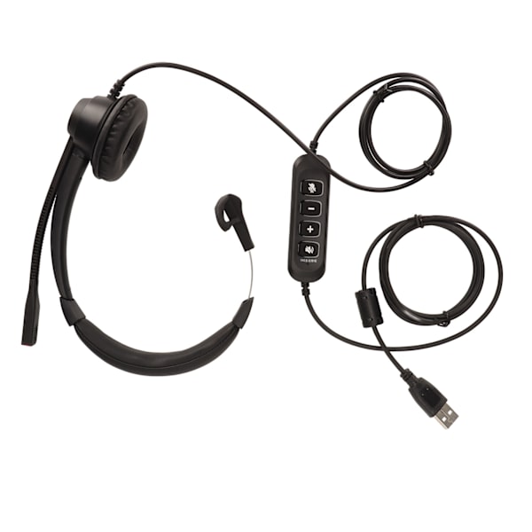 USB Business Headset Støyreduksjon Enkelsidige ørehodetelefoner Støtter samtalevolumjustering Mikrofondemping