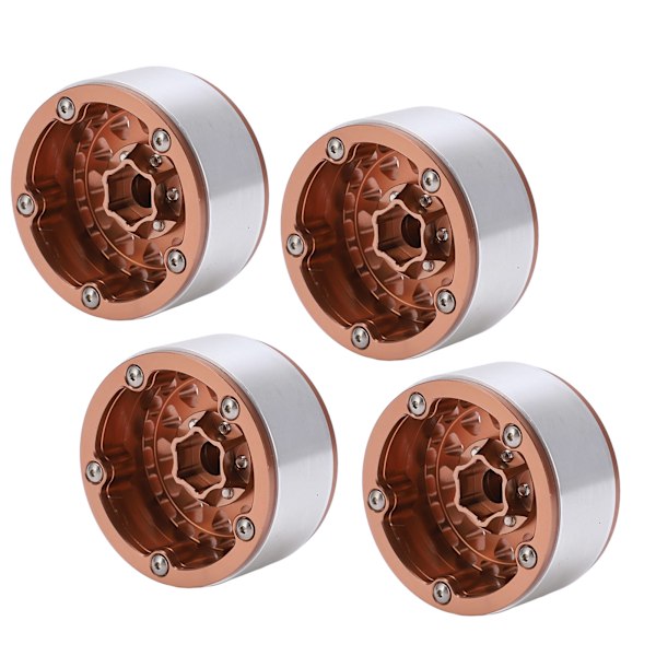 4 kpl Beadlock RC-auton pyörännavan sarja 1,9 tuuman alumiiniseoksesta valmistettu rengasvanne 1/10 1/12 1/14 kauko-ohjattaviin autoihinRuskea