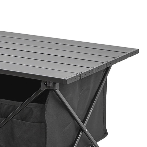 Udendørs Camping Bærbar Sammenklappelig Bord Aluminiumlegering Camping BBQ Gadeboder Sidebord Sort S med Opbevaringspose