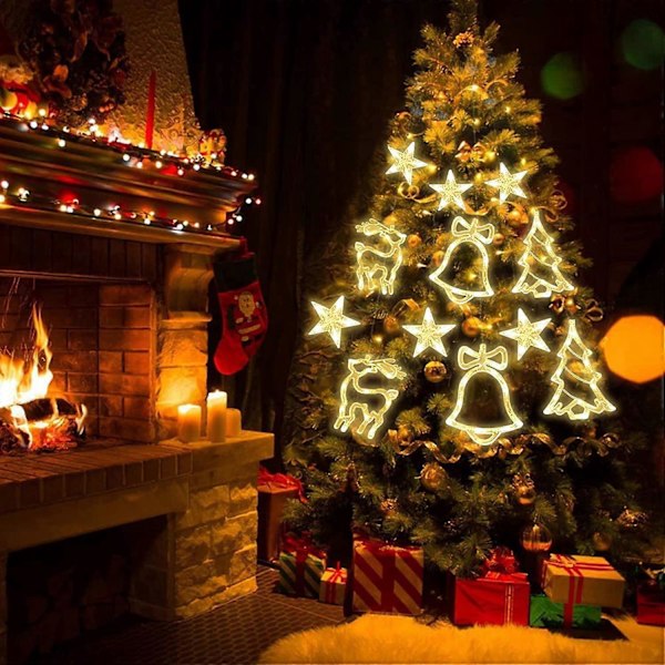Julelys Garland, Lysgardin, LED Lysgardin, Juledekorasjon, Stjernelys, 4M 8 Lysmoduser