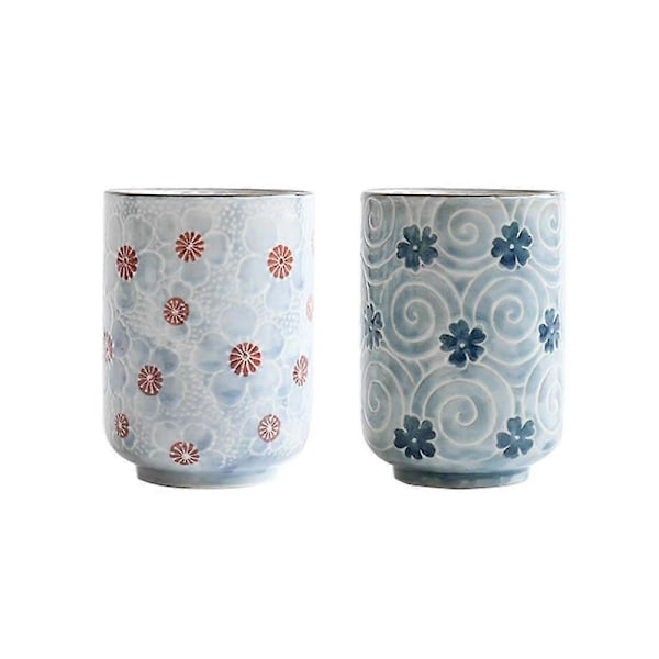 Te Koppar Keramisk Mugg traditionell Blomma vacker design Set med 2 Tekoppar