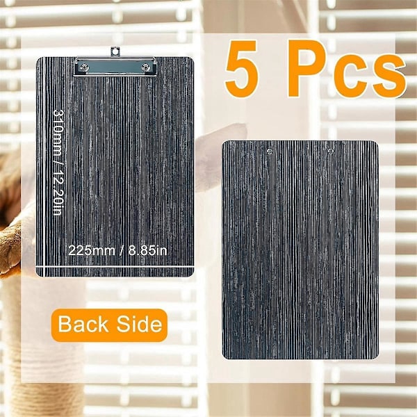 5-pak Clipboard, Træ Clipboard Clip Board, A4 Brevstørrelse Clipboard, Memo Clipboards, Træ Grai-B8