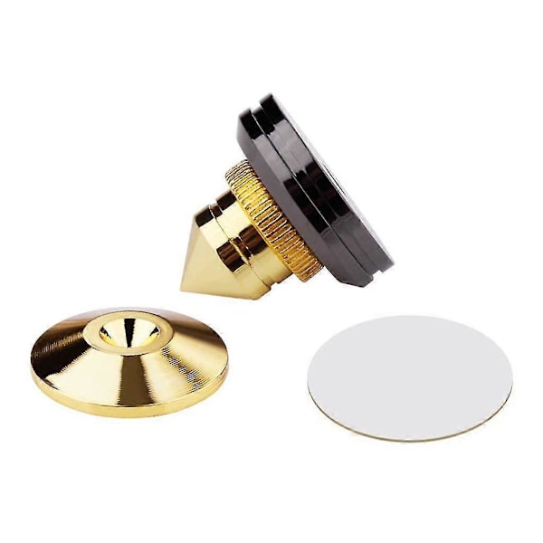 Guld Högtalarspik Set med Golvbrickor - Isolationsspikar för Högtalarstativ (4-pack)