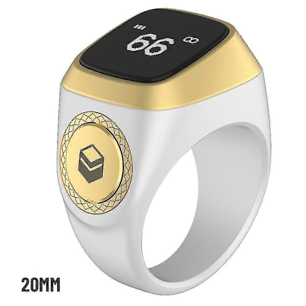 Smart Tasbih Tæller Ring til Muslimer Zikr Digital Tasbeeh 5 Bedetider - GSL hvid