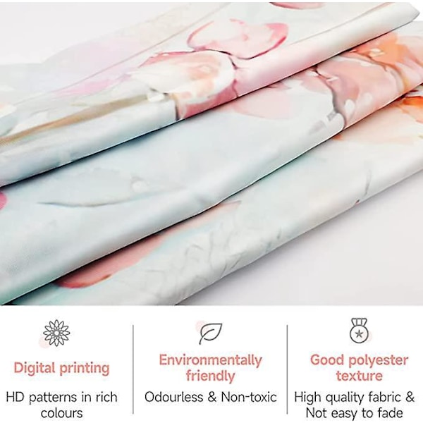 Skimmelresistent bruseforhæng, stofbruseforhæng 120x180cm, vandtæt vaskbart polyester badeforhæng med kroge, blomsterbuskmønster