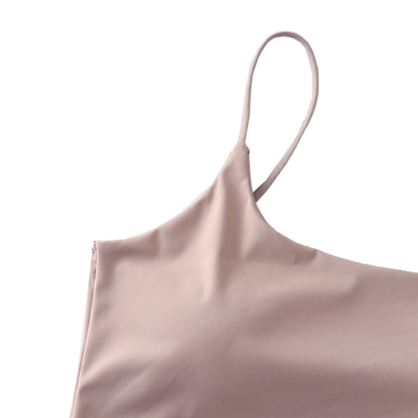 Spaghetti Stroptank Top Ærmeløs Rygløs Polstret Crop Shirt til Daglig Brug Træning Yoga Pink Gratis Størrelse