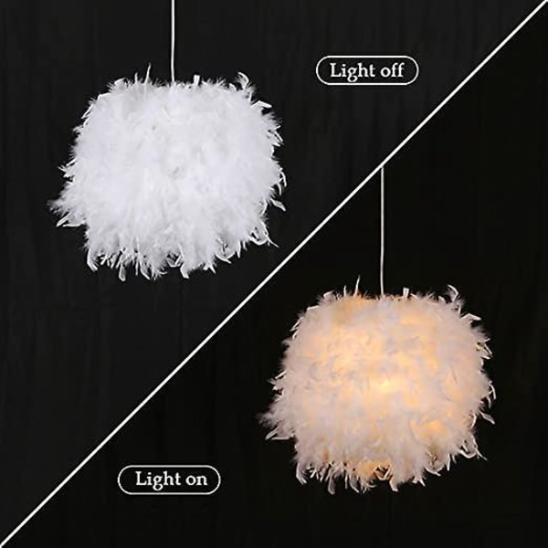 Vit Fjäder Pendel Ljuskrona, Modern Sfärisk Ljuskrona, E27 60W Pendel Taklampa, för Vardagsrum Sovrum Och Barnrum (Diameter
