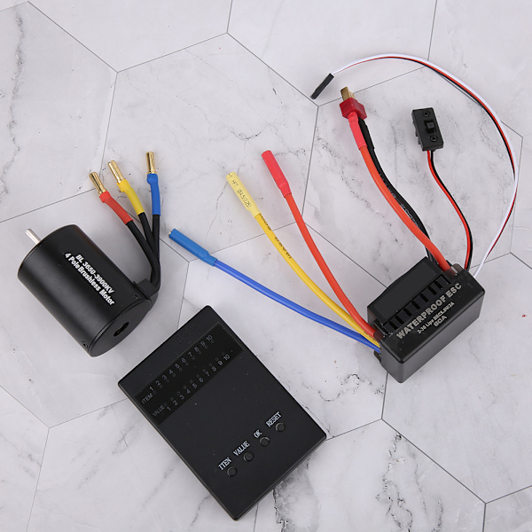 3650 3900KV Borstlös Motor Programmeringskort 60A ESC med Vattentät BEC för 1/10 RC Bil