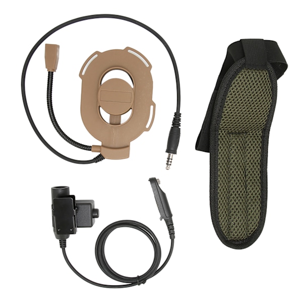 Enkelriktad hjälmhörlur Justerbara militära hörlurar med U94 PTT för Baofeng UV9R PLUS UVXR BF9700 (Brun)