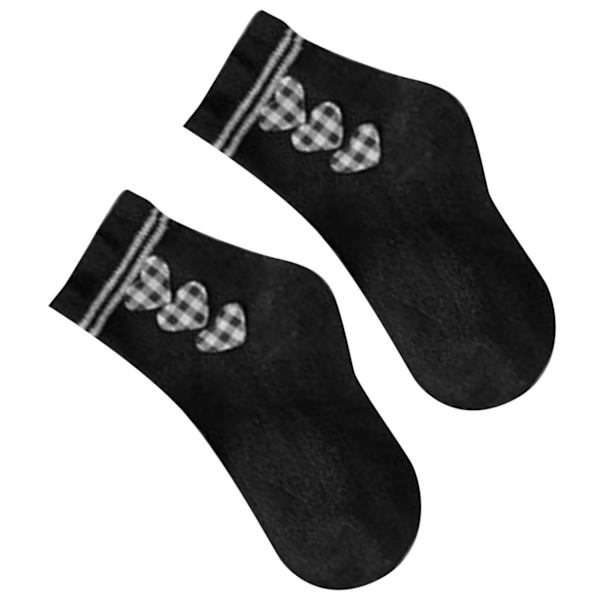 Flickstrumpor för flickor Höst Vinter Små flickor halkfria Anti Slip Bomullssockor Barn Prinsesstil Strumpor Hjärt Rutnät Mönster L 5‑8 år 16‑19CM