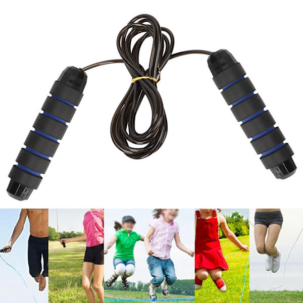 Unisex justerbart ståltrådslager hopprep Fitness för vuxna barn (blåsvart)