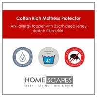 HOMESCAPES Quilted Mattress Protector, Single White White 90 x 190 cm