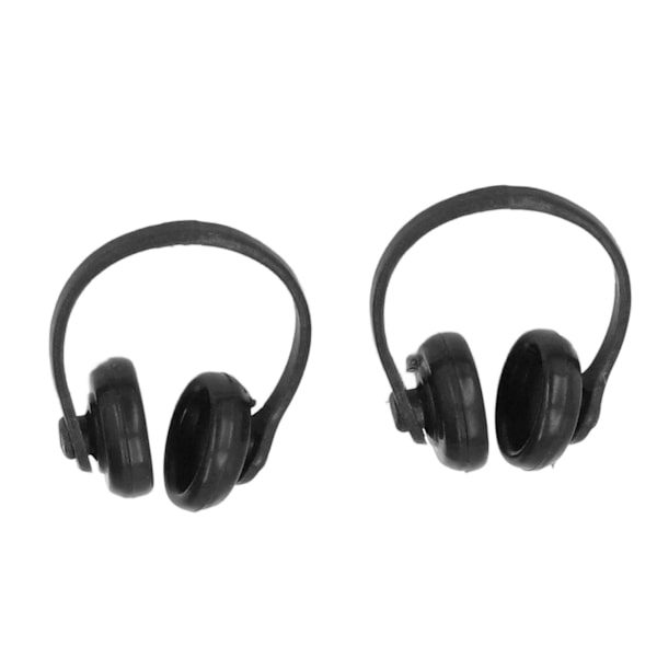 2 stk 1/12 skala miniatyr headset modell høy simulering naturtro dukkehodetelefon dekorasjon svart