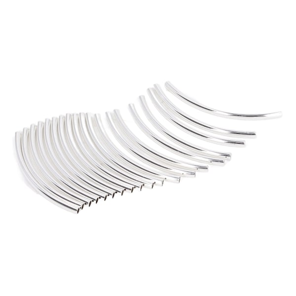 100 st krökta nudlar rör distanspärlor 0,3x5cm silverpläterad finish krökta långa rörpärlor DIY smyckestillbehör