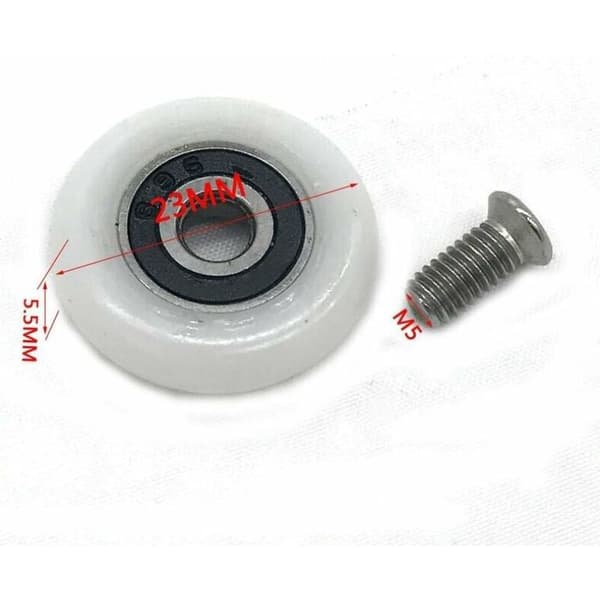 Sæt med 8 udskiftningshjul til brusedøre, 23 mm diameter. Brusedør og vægmontering.