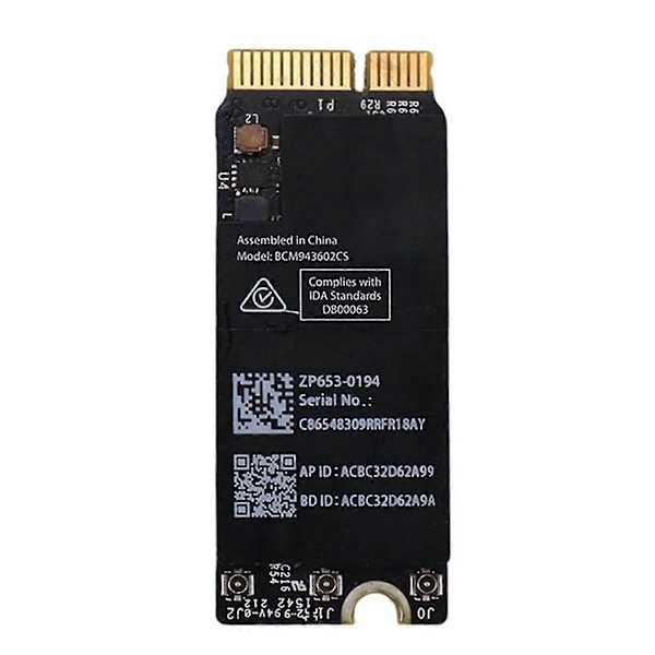 Trådløst kort Wifi Airport Card Bcm943602CS Wifi-kort kompatibelt med Pro Retina 13 tommer 15 tommer A1398 A1502 Wifi