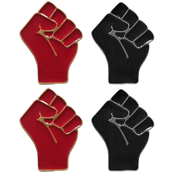 4 stk. Black Lives Matter Reversnål Næve Emalje Broche Legering Brystnål Tøjtilbehør til Kvinder Mænd (Rød+Sort)