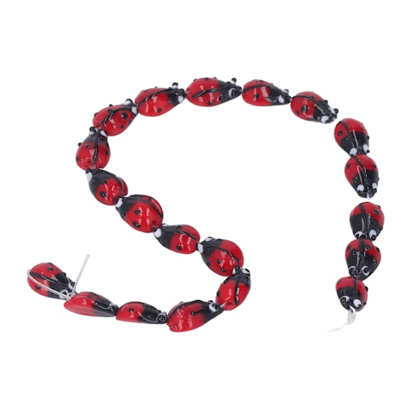 20 st Ladybug Pärlor Svart Röd Glas Glansig Bekväm DIY Tillverkning Korrosionsbeständig Smycken Distanspärlor för Hantverk