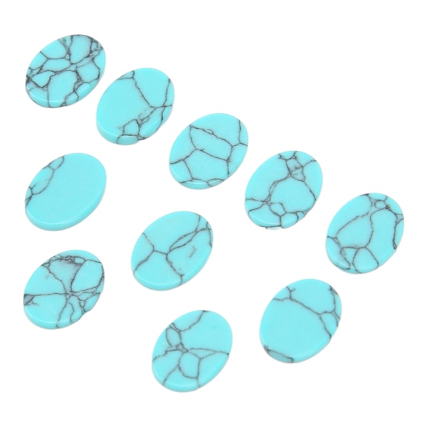 10 stk. flade turkise sten Oval blank glans udseende DIY smykkesten flad turkis til øreringe armbånd vedhæng påfugleblå 12x16mm(WxL)